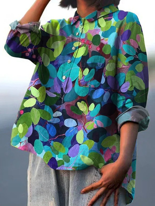 Summer Forest Art Printed Women's Casual  Shirt