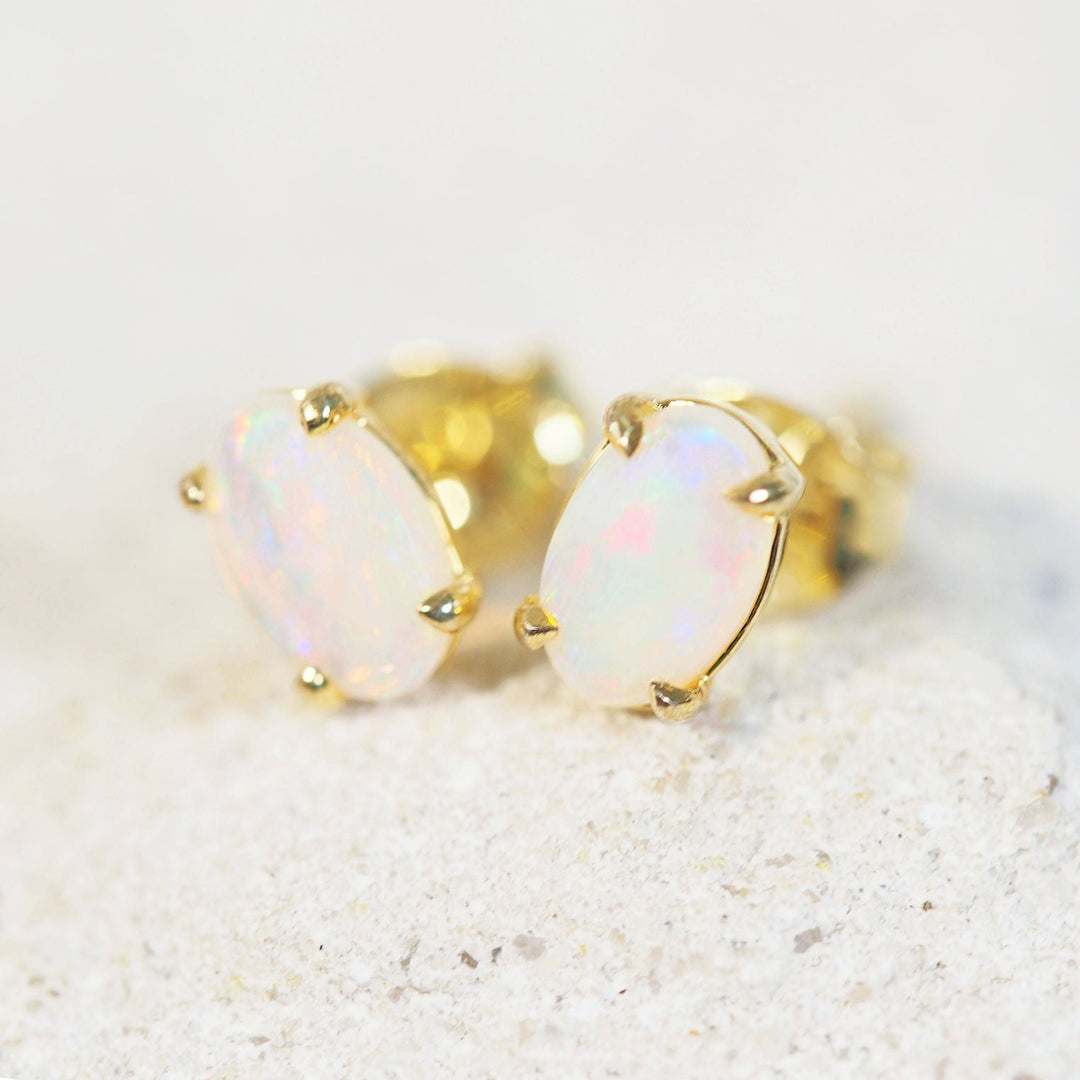 Lunara Petit – Gold-Plated Silver Crystal Opal Earrings