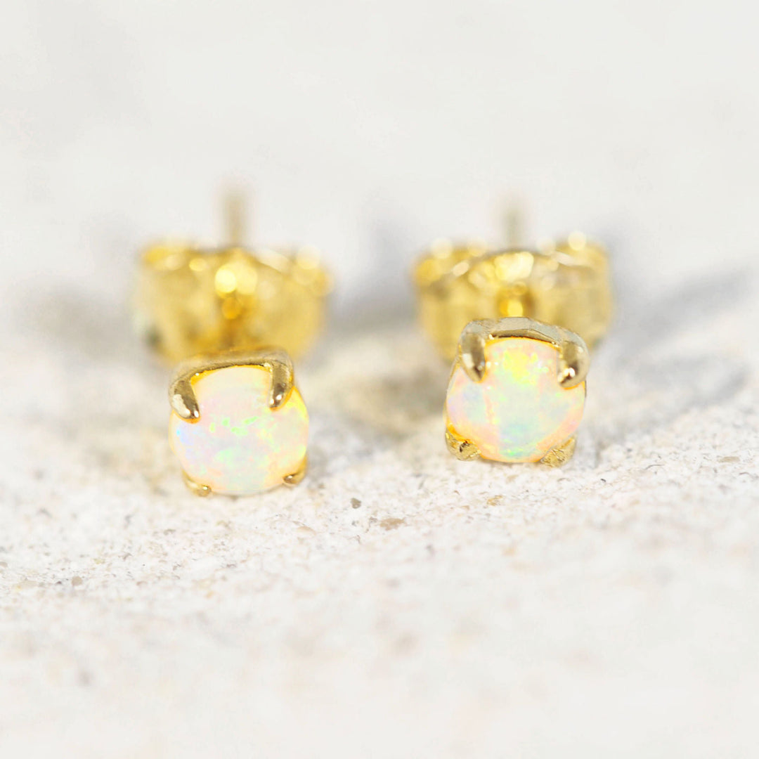Aurelia Petite – Gold-Plated Silver Multicolor Opal Earrings