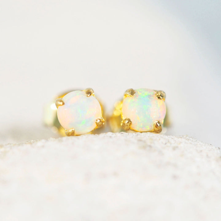 Luna – Gold-Plated Silver Mini Crystal Opal Stud Earrings